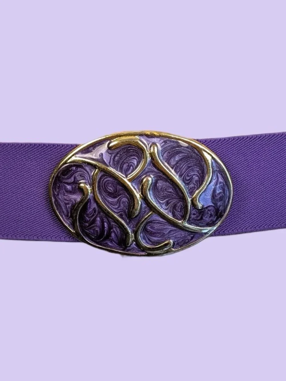 Vintage Purple and Gold Swirl Elastic Belt